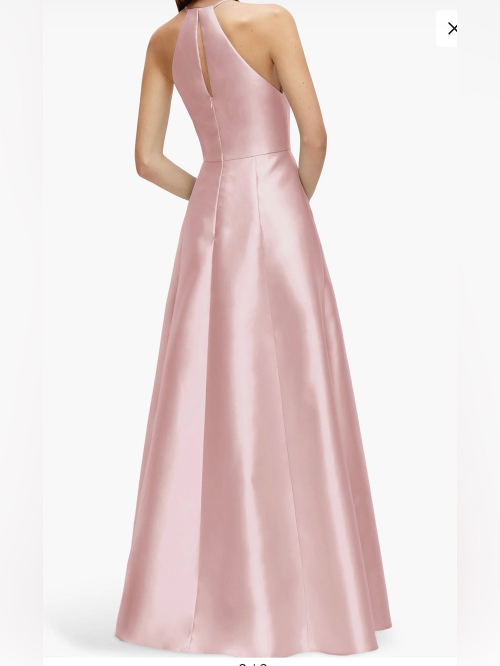 ALFRED SUNG D874 Blush Pink Satin Halter A Line Gown, Size 16 - Picture 2 of 9